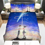 Your Name Kimi No Na Wa Taki And Mitsuha With The Red Ribbon Bed Sheets Spread Comforter Duvet Cover Bedding Sets