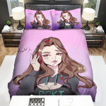 Streamer Pokimane With A Lollipop Illustration Bed Sheets Spread Duvet Cover Bedding Sets