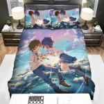Your Name Kimi No Na Wa Taki And Mitsuha In The Sky With The Clouds Bed Sheets Spread Comforter Duvet Cover Bedding Sets