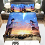 Your Name Kimi No Na Wa Taki And Mitsuha Tied With The Red Ribbon Bed Sheets Spread Comforter Duvet Cover Bedding Sets