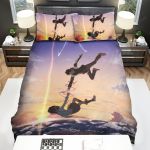 Your Name Kimi No Na Wa Taki And Mitsuha Falling From The Sky With The Red Ribbon Bed Sheets Spread Comforter Duvet Cover Bedding Sets