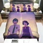 Your Name Kimi No Na Wa Taki And Mitsuha At The Beach Bed Sheets Spread Comforter Duvet Cover Bedding Sets