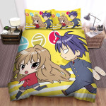 Toradora Taika And Ryuuji Chibi Art Bed Sheets Spread Comforter Duvet Cover Bedding Sets