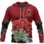 Albania Poppy National Flower Red 3D All Over Printed Hoodie, Zip- Up Hoodie