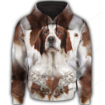Irish Red And White Setter Cute Dog Face 3D All Over Print Hoodie, Zip-up Hoodie