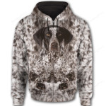 German Shorthaired Pointer Cute Dog Face 3D All Over Print Hoodie, Zip-up Hoodie
