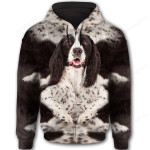 English Springer Spaniel Cute Dog Face 3D All Over Print Hoodie, Zip-up Hoodie