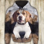 English Foxhound Cute Face 3D All Over Print Hoodie, Zip-up Hoodie