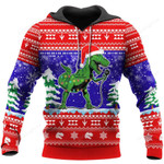 Santa Dinosaur Singing Christmas 3D All Print Hoodie, Zip- Up Hoodie