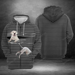 Dogo Argentino Striped 3D All Over Print Hoodie, Zip-up Hoodie
