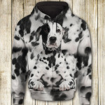 Dalmation Cute Face 3D All Over Print Hoodie, Zip-up Hoodie
