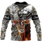 Cow Camouflage 3D All Over Printed Hoodie, Zip- Up Hoodie