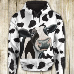 Cow Funny Face 3D All Over Print Hoodie, Zip-up Hoodie