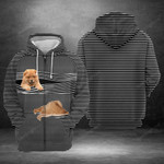 Chow Chow Striped 3D All Over Print Hoodie, Zip-up Hoodie