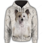 Chinese Crested Cute Dog Face 3D All Over Print Hoodie, Zip-up Hoodie