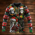 Amazing Merry Christmas Santa Skull 3D All Print Hoodie, Zip- Up Hoodie