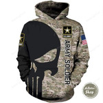 Army Soldier Skull Camo 3D All Print Hoodie, Zip- Up Hoodie