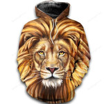 Lion Head 3D All Over Printed Hoodie, Zip- Up Hoodie