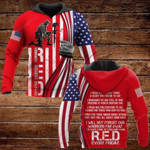 Soldier Us Veteran I Wear Red 3D All Print Hoodie, Zip- Up Hoodie
