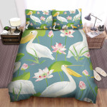 The Pelican And Lotus Flower Bed Sheets Spread Duvet Cover Bedding Sets