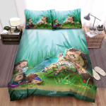 The Small Animal - The Hedgehog Family In The Forest Bed Sheets Spread Duvet Cover Bedding Sets