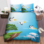 The Pelican Flying Over The Sea Bed Sheets Spread Duvet Cover Bedding Sets