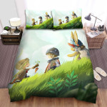 Made In Abyss Riko With Reg & Nanachi On The Hill Artwork Bed Sheets Spread Duvet Cover Bedding Sets