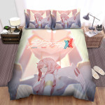 Darling In The Franxx Zero Two In White Suit Artwork Bed Sheets Spread Duvet Cover Bedding Sets