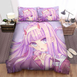 Darling In The Franxx Zero Two In Adorable Pink Illustration Bed Sheets Spread Duvet Cover Bedding Sets