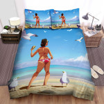 The Wild Animal - The Seagull And The Bikini Girl Bed Sheets Spread Duvet Cover Bedding Sets