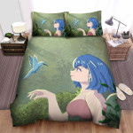 The Wild Animal - The Hummingbird And The Blue Hairs Girl Bed Sheets Spread Duvet Cover Bedding Sets