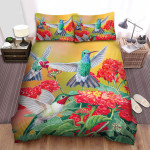 The Wild Animal - The Hummingbird Among Red Flowers Bed Sheets Spread Duvet Cover Bedding Sets