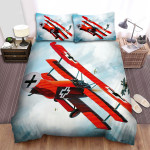 The Military Weapon Ww1- German Empire Plane Red Baron Watercolor Bed Sheets Spread Duvet Cover Bedding Sets