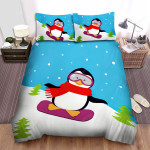 The Wildlife - The Penguin Snowboarder Bed Sheets Spread Duvet Cover Bedding Sets