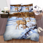 The Wildlife - The Deer Couple In The Snow Forest Bed Sheets Spread Duvet Cover Bedding Sets