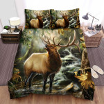 The Wildlife - The Deer Roaring Art Bed Sheets Spread Duvet Cover Bedding Sets