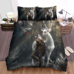 The Wildlife - The White Deer And The Wolf Bed Sheets Spread Duvet Cover Bedding Sets