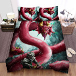 Red Hydra & The Knight Battle Art Painting Bed Sheets Spread Duvet Cover Bedding Sets