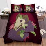 Jersey Devil Skull With Flowers Portrait Painting Bed Sheets Spread Duvet Cover Bedding Sets