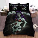 Halloween Zombie Lady Nice Or Naughty Bed Sheets Spread Duvet Cover Bedding Sets