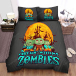 Halloween Chillin' With My Zombies Bed Sheets Spread Duvet Cover Bedding Sets