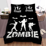 Halloween Zombie White Silhouettes In Black Bed Sheets Spread Duvet Cover Bedding Sets