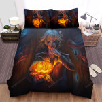 Halloween Girl Hiding From Zombie Bed Sheets Spread Duvet Cover Bedding Sets