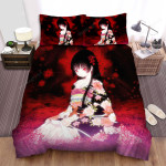 Hell Girl Ai Enma Among Red Flowers In The Dark Bed Sheets Spread Duvet Cover Bedding Sets