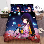 Hell Girl Ai Enma & Blue Butterflies Artwork Bed Sheets Spread Duvet Cover Bedding Sets