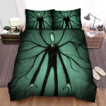 Halloween Slenderman In Green Background Bed Sheets Spread Duvet Cover Bedding Sets