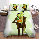 Halloween Frankenstein Couple In Love Illustration Bed Sheets Spread Duvet Cover Bedding Sets