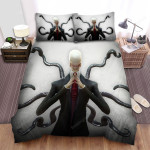 Halloween Scary Slenderman Digital Portrait Illustration Bed Sheets Spread Duvet Cover Bedding Sets