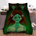 Halloween Frankenstein Lady Portrait Illustration Bed Sheets Spread Duvet Cover Bedding Sets
