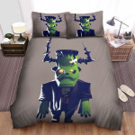 Halloween Frankenstein With Horns 3d Illustration Bed Sheets Spread Duvet Cover Bedding Sets